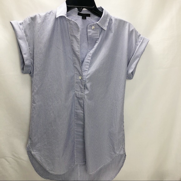 JCrew Blue Stripe Button-up Blouse Size 00 - Picture 2 of 10